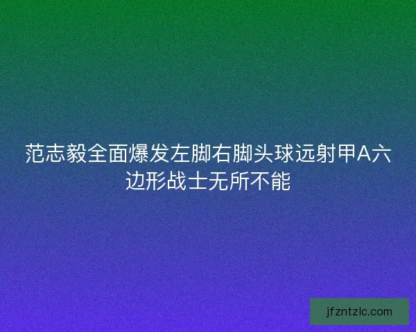 范志毅全面爆发左脚右脚头球远射甲A六边形战士无所不能