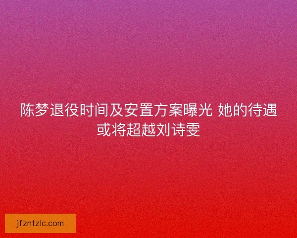 陈梦退役时间及安置方案曝光 她的待遇或将超越刘诗雯